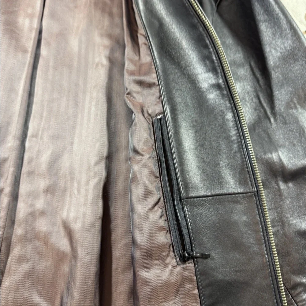 Alfani Black Leather Men's Bomber Jacket - Picture 5 of 7